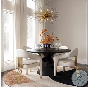 Iris Black Glass Dining Room Set with Corralis Chair