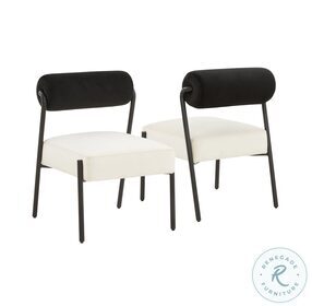 Jolene Black And Cream Velvet Dining Chair Set of 2