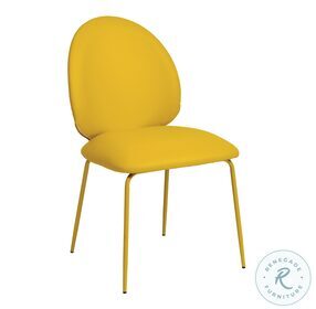 Lauren Yellow Vegan Leather Kitchen Chair Set of 2