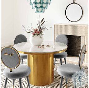 Alisin Marble Dining Room Set with Kylie Chair