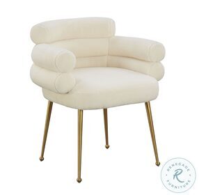 Dente Cream Faux Sheepskin Dining Chair by Inspire Me Home Decor