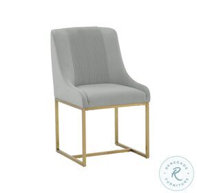 Lisa Grey Pleated Velvet  Dining Chair