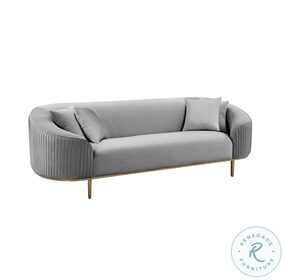 Michelle Light Grey Velvet Pleated Sofa