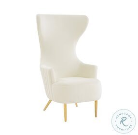 Julia Cream Velvet Channel Tufted Wingback Chair by Inspire Me Home Decor