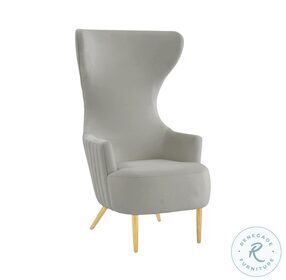 Julia Grey Velvet Channel Tufted Wingback Chair by Inspire Me Home Decor