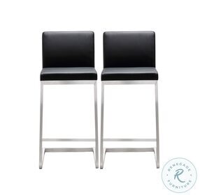 Parma Black Stainless Steel Counter Height Stool Set of 2