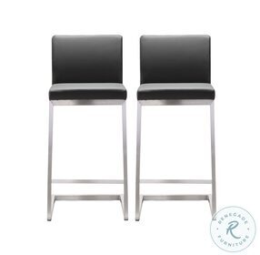 Parma Grey Stainless Steel Counter Height Stool Set of 2