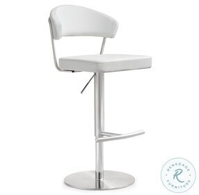 Cosmo White Stainless Steel Adjustable Swivel Bar Stool
