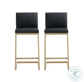Parma Black Gold Steel Counter Height Stool Set of 2