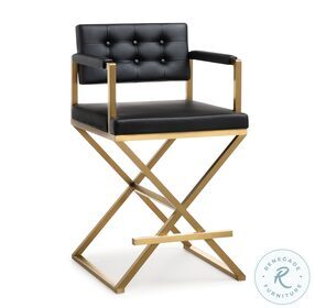 Director Black Gold Steel Counter Height Stool