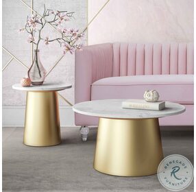 Bleeker Marble and Brushed Gold Occasional Table Set