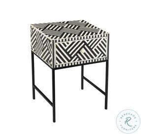 Noire Bone Inlay White And Black Side Table