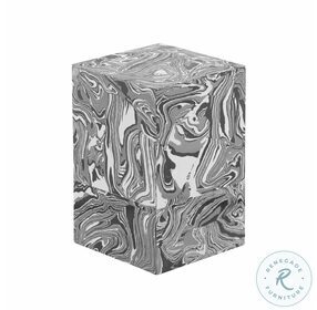 Camryn Black And White Swirled Resin Side Table