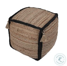 Briana Black And Natural Braided Pouf