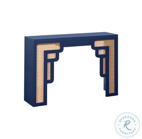 Suzie Navy And Rattan Console Table
