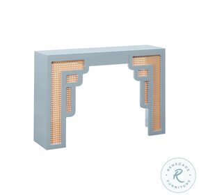 Suzie Pastel Blue And Rattan Console Table
