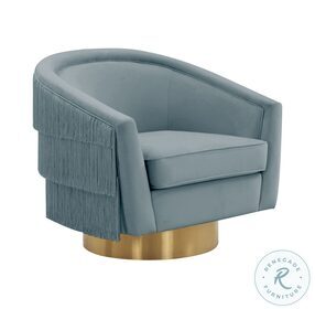 Flapper Bluestone Velvet Swivel Chair