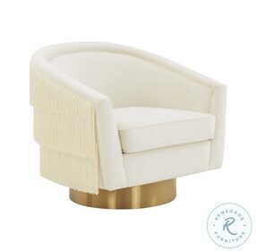 Flapper Cream Velvet Swivel Chair