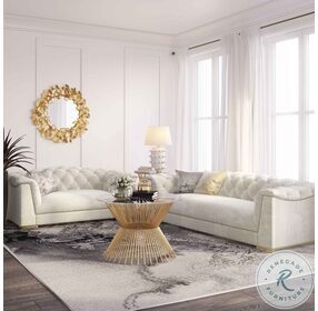 Farah Cream Velvet Living Room Set