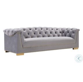 Farah Grey Velvet Sofa by Inspire Me Home Decor