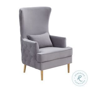 Alina Grey Tall Tufting Back Chair by Inspire Me Home Decor