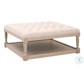 Townsend Performance Bisque French Linen Tufted Upholstered Coffee Table