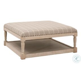 Townsend Performance Windowpane Pebble Upholstered Coffee Table