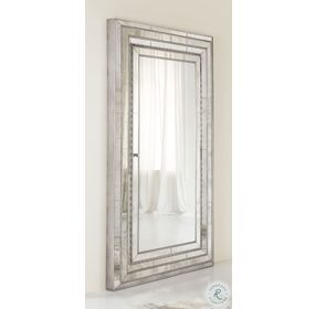 Glamour Champagne Floor Mirror With Jewelry Armoire Storage