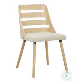 Trevi Cream Fabric And Natural Wood Chair