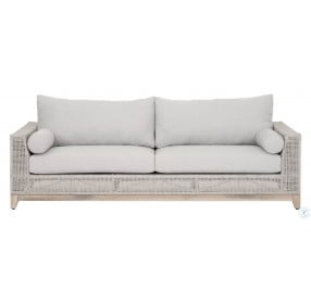 Tropez Performance Pumice And Taupe White Flat Rope Outdoor Sofa