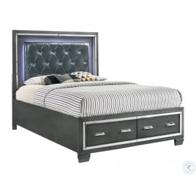 Kenzie Gray King Tufted Upholstered Storage Bed