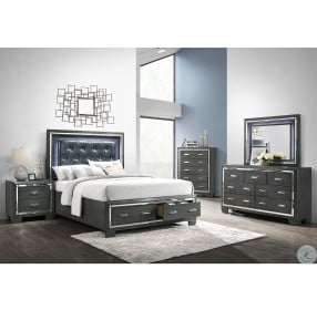Kenzie Gray Tufted Upholstered Storage Bedroom Set