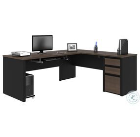 Connexion Antigua And Black 71" L Shaped Desk With Pedestal