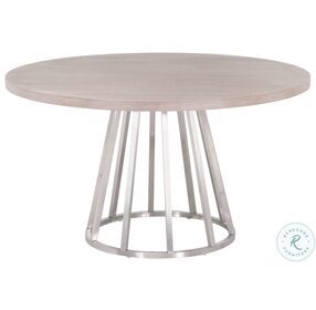 Turino Natural Gray And Brushed Stainless Steel 54" Round Dining Table