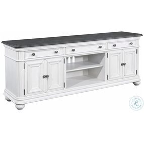 West Chester Light Gray Oak and Distressed White 84" TV Cart