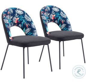 Merion Multicolor Print And Black Adjustable Dining Chair Set Of 2
