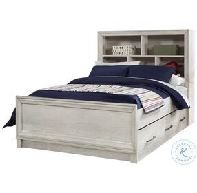 Riverwood Whitewashed Twin Bookcase Bed With Trundle