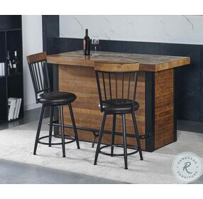 Tyler Rustic Chestnut And Black Bar Table Set