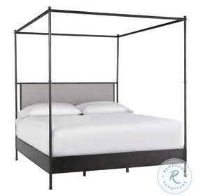 Modern Farmhouse Kent Coconut Metal And Pepper King Poster Canopy Bed