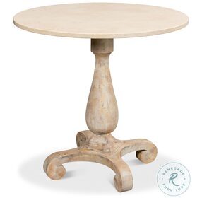 U091-As Antique Oak And Travertine Bistro Table