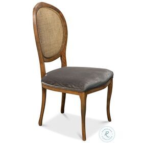 U093 07F12 Driftwood Charcoal Oval Cane Back Side Chair Set Of 2