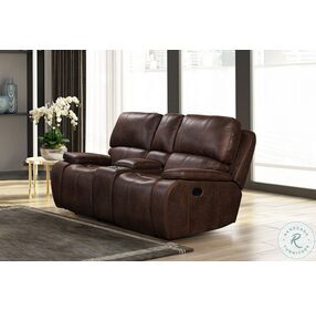 Brookings Brown Dual Reclining Console Loveseat