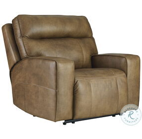 Game Plan Caramel Leather Oversized Power Recliner