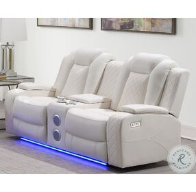 Orion White Power Reclining Console Loveseat With Power Footrest And Headrest