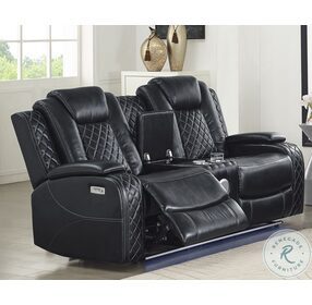 Orion Black Reclining Console Loveseat With Power Headrest And Footrest
