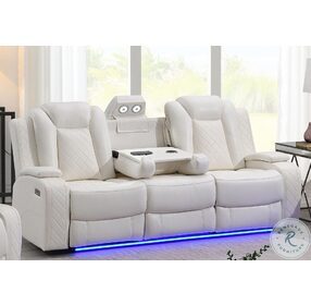 Orion White Power Reclining Sofa With Power Footrest And Headrest