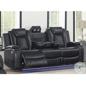 Orion Black Reclining Sofa With Power Headrest And Footrest