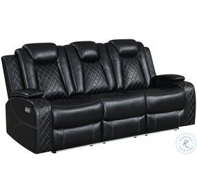 Orion Black Power Reclining Sofa With Power Headrest And Footrest