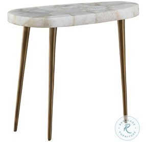 Erinn V X Fino Agate And Antique Satin Short Side Table