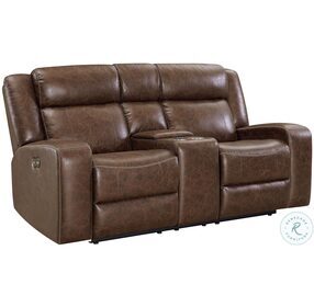 Atticus Mocha Power Reclining Console Loveseat With Power Footrest